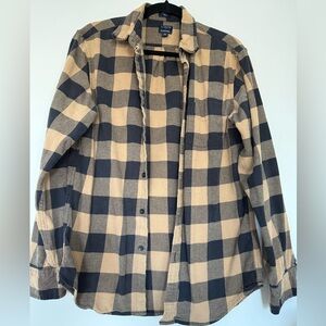 J. Crew Beige and Black Buffalo Check Flannel